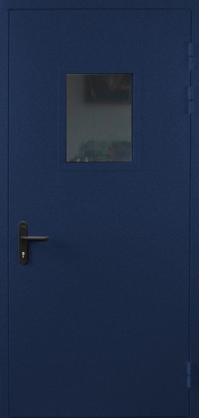 Однопольная противопожарная дверь со стеклом EI 60 с порошковым напылением (RAL 5013)