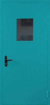 Однопольная противопожарная дверь со стеклом EI 60 (RAL 5018)