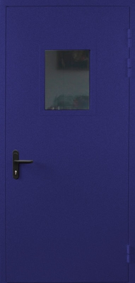 Однопольная противопожарная дверь со стеклом EI 60 (RAL 5026)