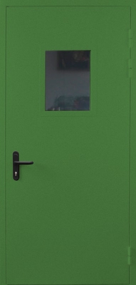Однопольная противопожарная дверь со стеклом EI 60 (RAL 6010)
