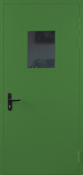Однопольная противопожарная дверь со стеклом EI 60 с порошковым напылением (RAL 6010)