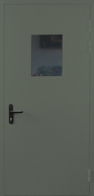 Однопольная противопожарная дверь со стеклом EI 60 (RAL 7009)