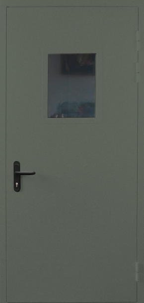 Однопольная противопожарная дверь со стеклом EI 60 с порошковым напылением (RAL 7009)