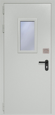 Однопольная противопожарная дверь EI 60 со стеклом и кодовым замком 04