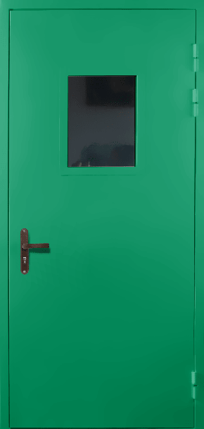 Одностворчатая техническая дверь со стеклом (RAL 6024)