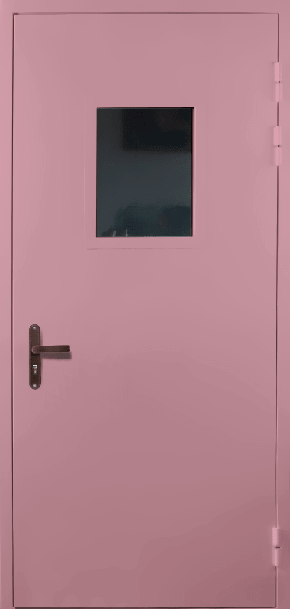 Одностворчатая техническая дверь со стеклом (RAL 3015)