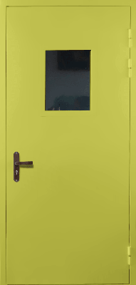 Одностворчатая техническая дверь со стеклом (RAL 1016)