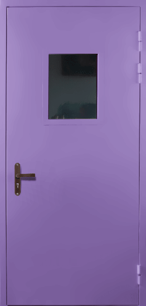 Одностворчатая техническая дверь со стеклом (RAL 4005)