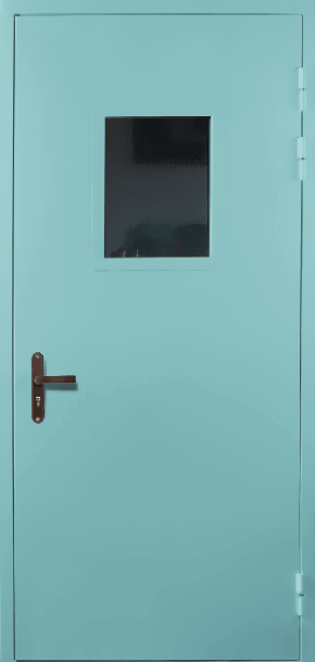 Одностворчатая техническая дверь со стеклом (RAL 6027)