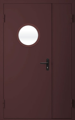 Полуторапольная дверь с круглым стеклом EI 30 (RAL 8017)