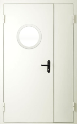 Полуторапольная дверь с круглым стеклом EI 30 (RAL 9016)