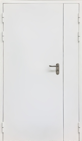 Полуторная огнестойкая дверь с порошковым покрытием (белая)