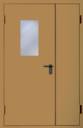 Полуторапольная противопожарная дверь со стеклом EI 60 (RAL 1024)