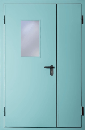 Полуторапольная противопожарная дверь со стеклом EI 60 (RAL 2027)