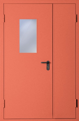 Полуторапольная противопожарная дверь со стеклом EI 60 (RAL 2012)