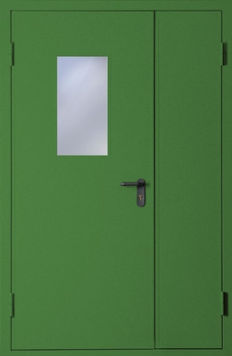 Полуторапольная противопожарная дверь со стеклом EI 60 (RAL 6010)