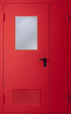 Полуторапольная дверь с вентиляцией и стеклом EI 60 (RAL 3020)