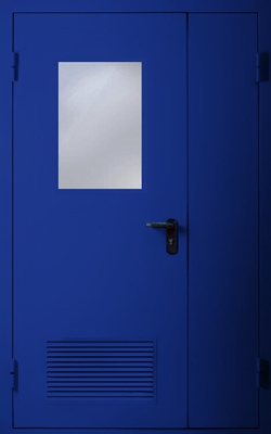 Полуторапольная дверь с вентиляцией и стеклом EI 60 (RAL 5004)
