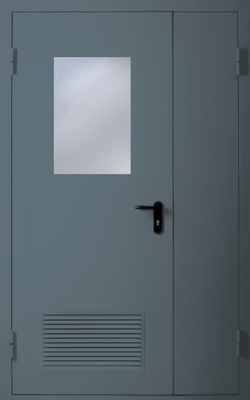 Полуторапольная дверь с вентиляцией и стеклом EI 60 (RAL 7031)