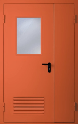 Полуторапольная дверь с вентиляцией и стеклом EI 60 (RAL 3022)
