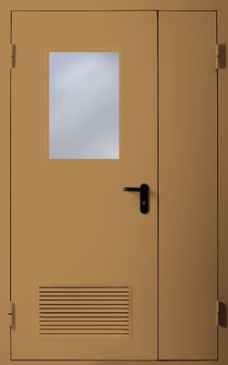 Полуторапольная дверь с вентиляцией и стеклом EI 60 (RAL 1024)