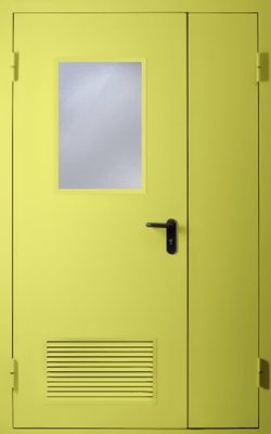 Полуторапольная дверь с вентиляцией и стеклом EI 60 (RAL 1016)