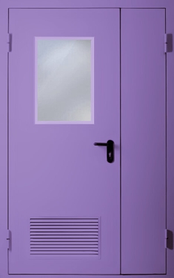 Полуторапольная дверь с вентиляцией и стеклом EI 60 (RAL 4001)
