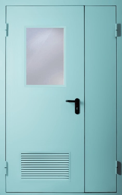 Полуторапольная дверь с вентиляцией и стеклом EI 60 (RAL 2027)