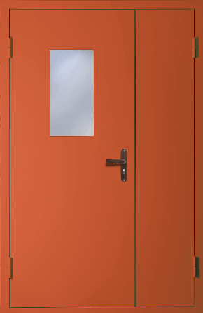 Полуторная техническая дверь со стеклом (RAL 2000)