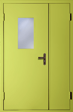 Полуторная техническая дверь со стеклом (RAL 1016)