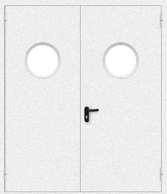 Двупольная дверь с круглым стеклом (белая)