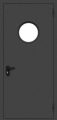 Однопольная дверь с круглым стеклом (черная)