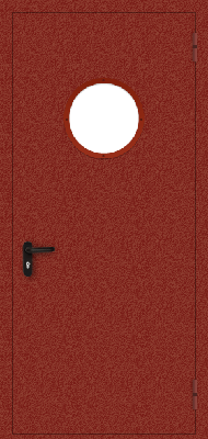Однопольная дверь с круглым стеклом (красная)