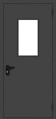 Однопольная противопожарная дверь со стеклом (черная)