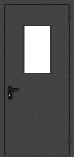 Однопольная противопожарная дверь cо стеклом (порошок / черная)