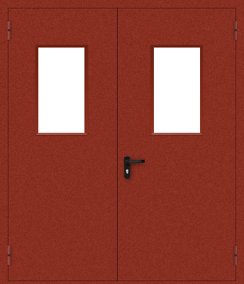 Двупольная дверь со стеклом (красная)