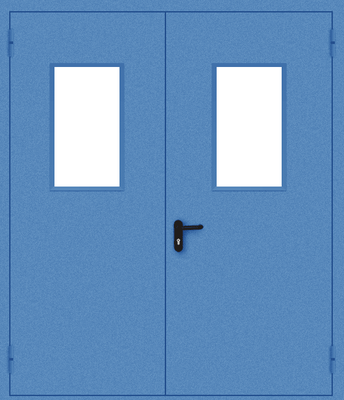 Двупольная дверь со стеклом (синяя)