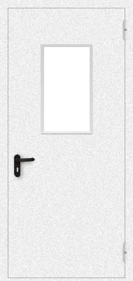 Однопольная противопожарная дверь со стеклом (белая)