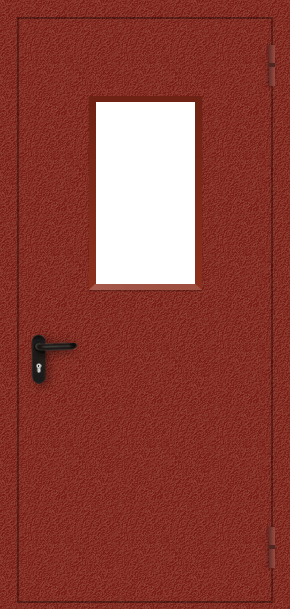 Однопольная противопожарная дверь cо стеклом (порошок / красная)