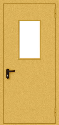 Однопольная противопожарная дверь EI 30 со стеклом (желтая)