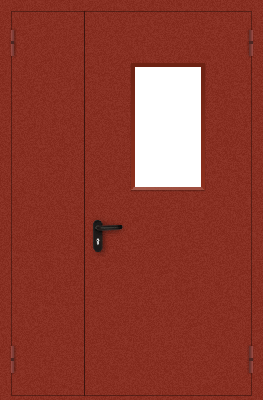 Полуторапольная дверь со стеклом (красная)