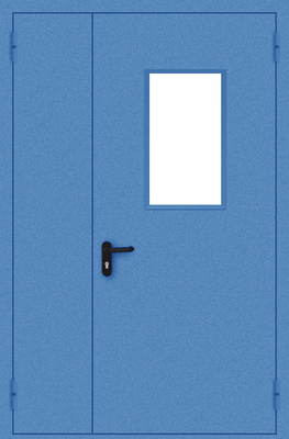 Полуторапольная дверь со стеклом (синяя)