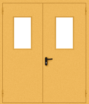 Двупольная противопожарная дверь со стеклом (порошок / желтая)